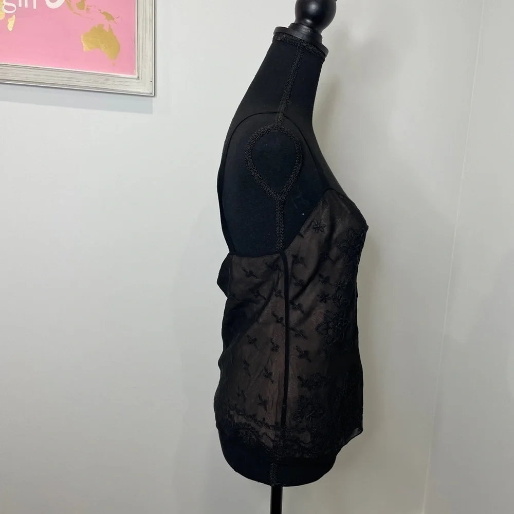 Megan Park Lace Black 100% Silk Camisole
